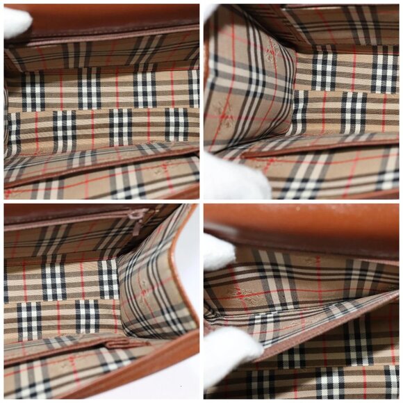 Burberrys Hand Bag Leather 2way Brown Gold Auth BA2959 - Picture 16 of 16